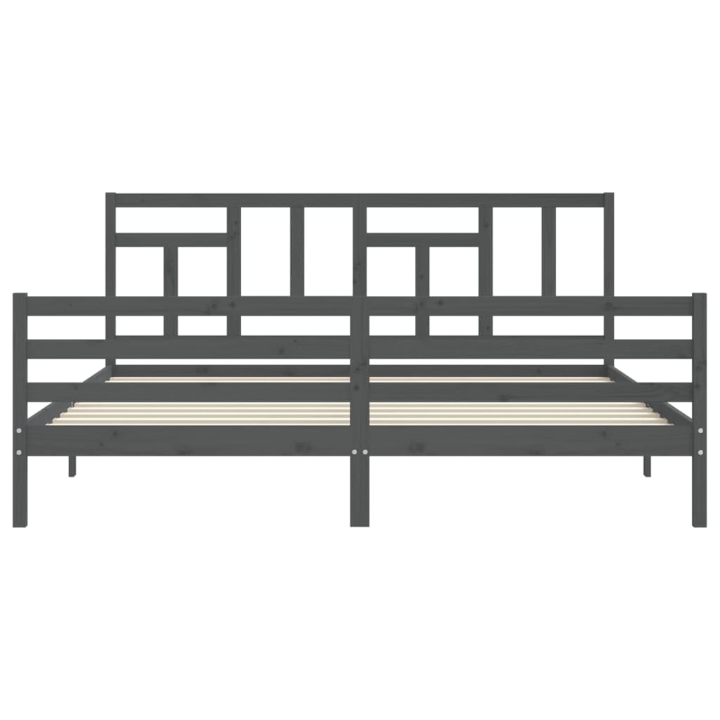 Cadre de lit sans matelas gris 200x200 cm bois massif