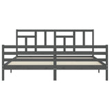 Cadre de lit sans matelas gris 200x200 cm bois massif