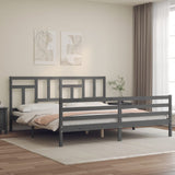 Cadre de lit sans matelas gris 200x200 cm bois massif