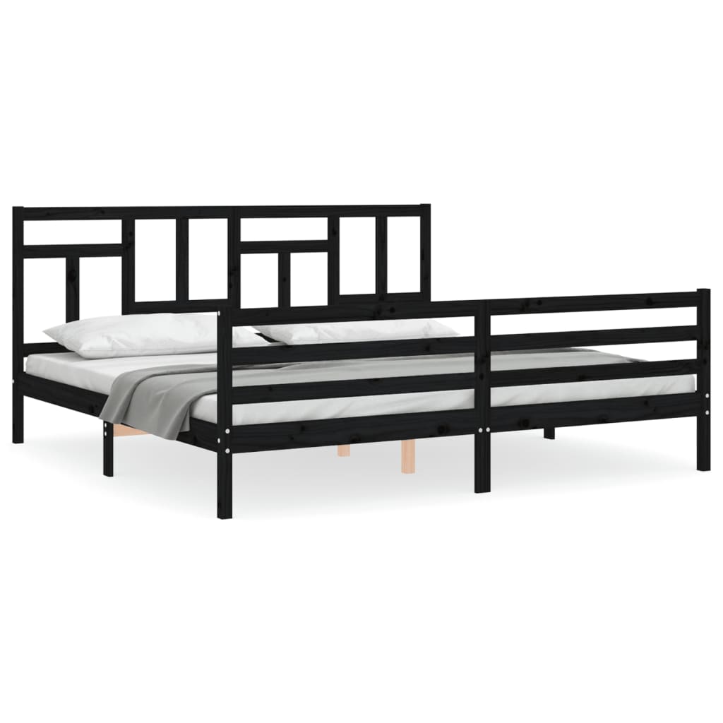 Cadre de lit sans matelas noir 200x200 cm bois massif