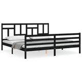 Cadre de lit sans matelas noir 200x200 cm bois massif