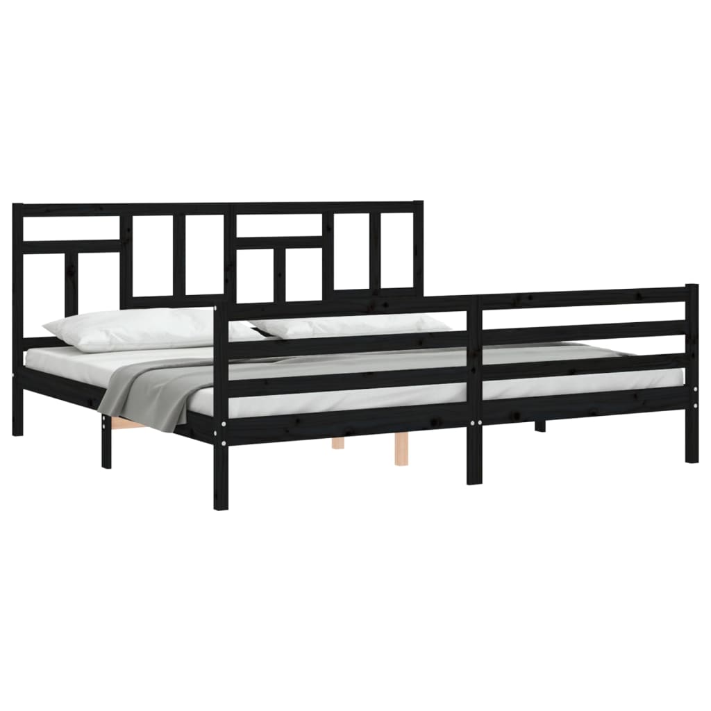 Cadre de lit sans matelas noir 200x200 cm bois massif