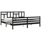 Cadre de lit sans matelas noir 200x200 cm bois massif