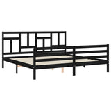 Cadre de lit sans matelas noir 200x200 cm bois massif