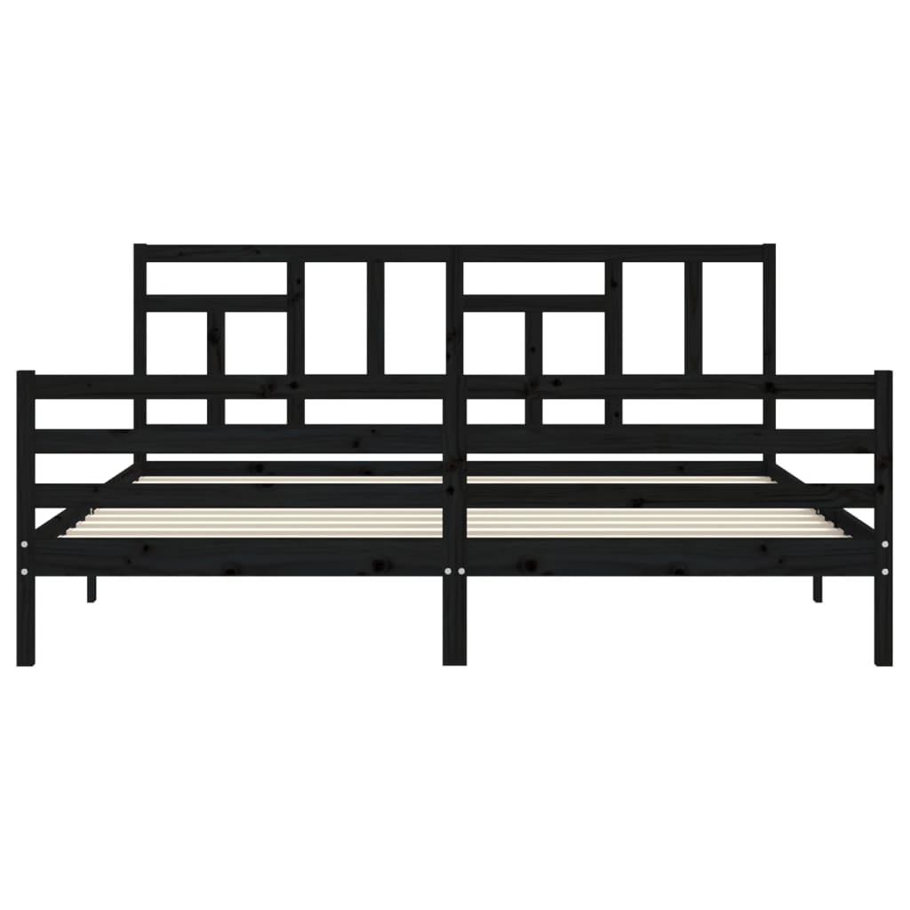 Cadre de lit sans matelas noir 200x200 cm bois massif