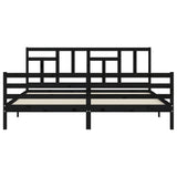 Cadre de lit sans matelas noir 200x200 cm bois massif