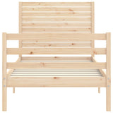 Solid wood bed frame without mattress