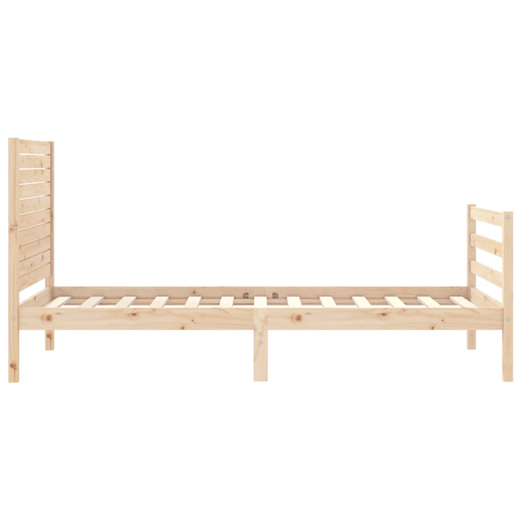 Solid wood bed frame without mattress