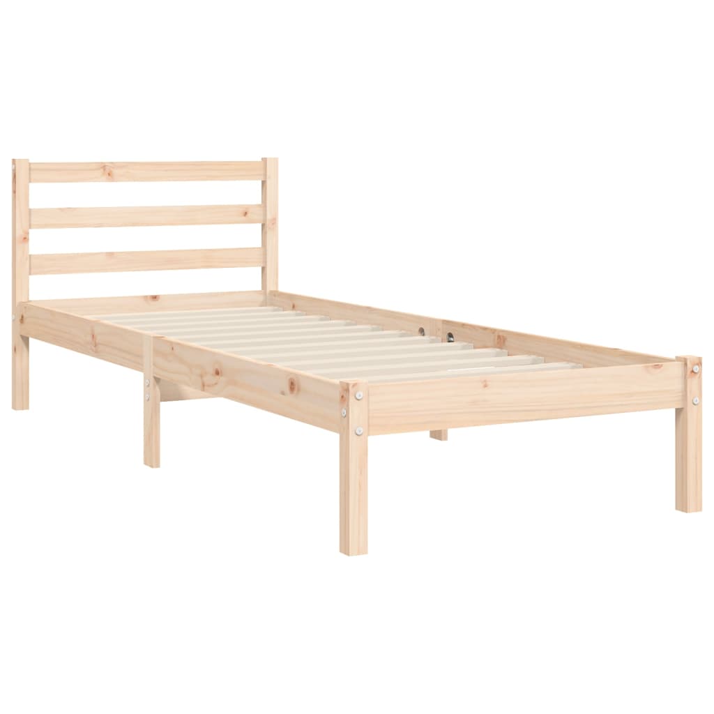 Solid wood bed frame without mattress