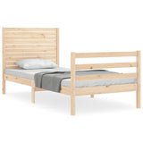 Solid wood bed frame without mattress