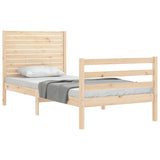 Solid wood bed frame without mattress