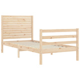 Solid wood bed frame without mattress