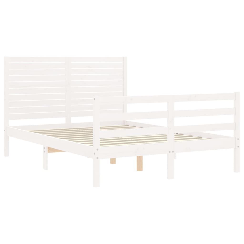 Cadre de lit sans matelas blanc bois massif