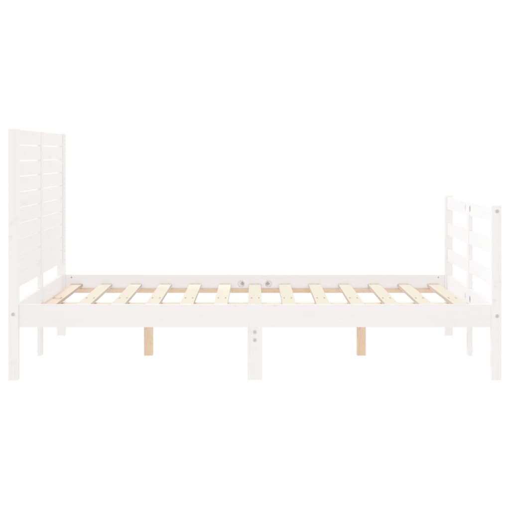 Cadre de lit sans matelas blanc bois massif