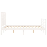 Cadre de lit sans matelas blanc bois massif