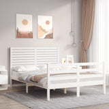 Cadre de lit sans matelas blanc bois massif