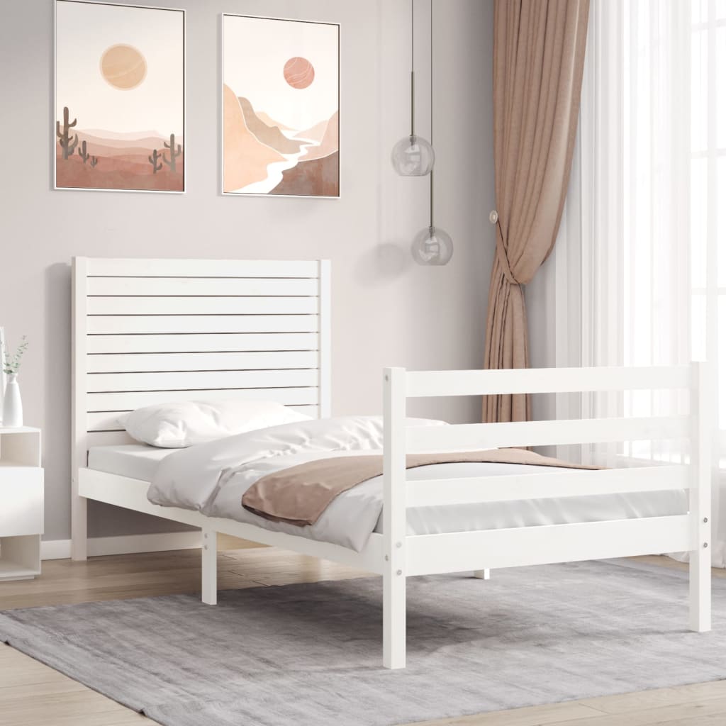 Cadre de lit sans matelas blanc 100x200 cm bois massif