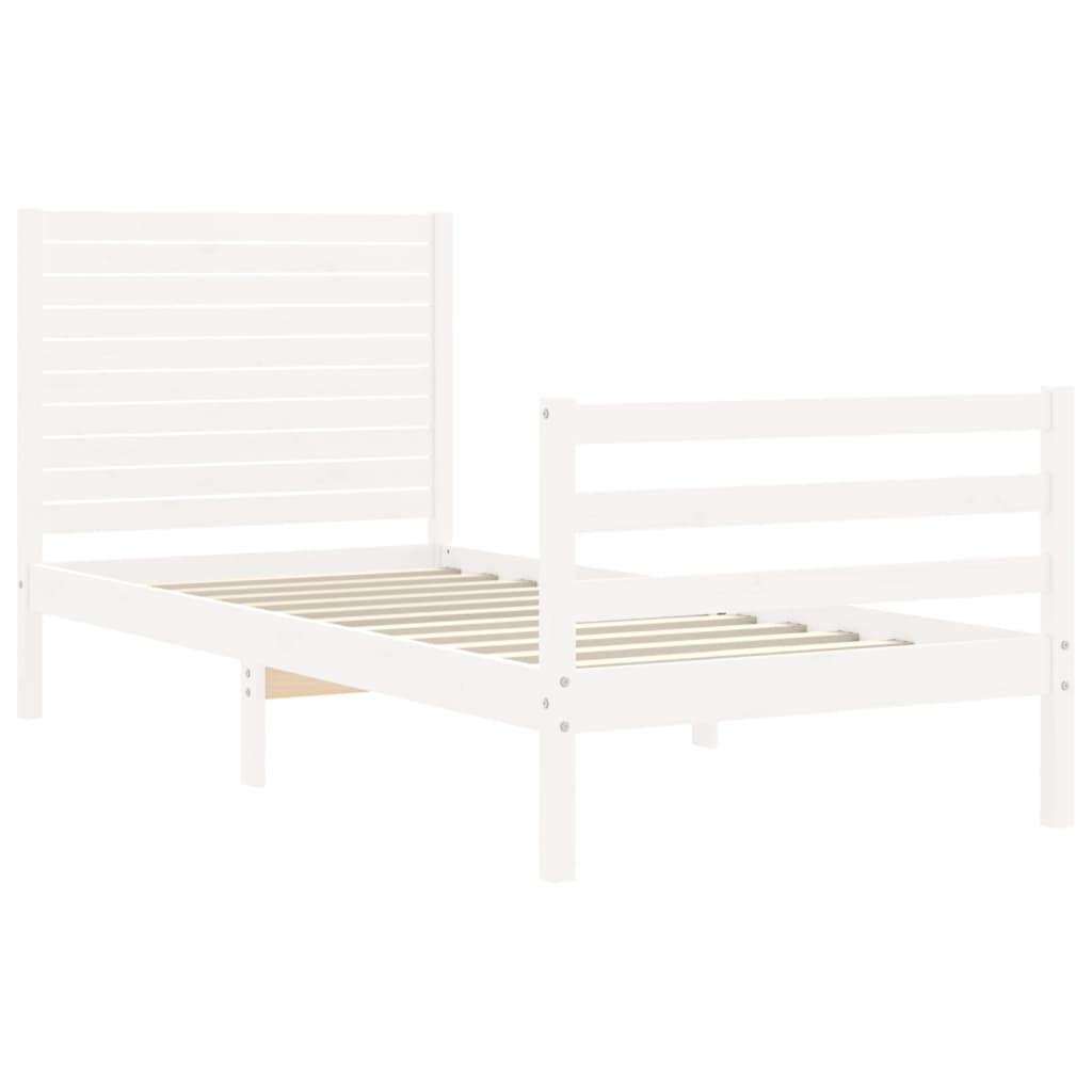 Cadre de lit sans matelas blanc 100x200 cm bois massif