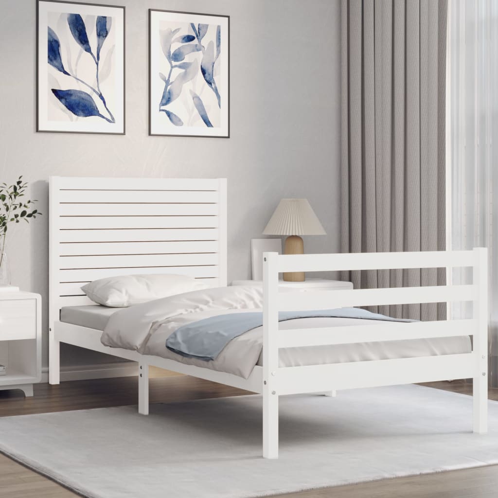 Cadre de lit sans matelas blanc 100x200 cm bois massif