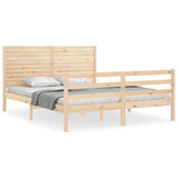 Solid wood bed frame without mattress