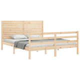 Solid wood bed frame without mattress