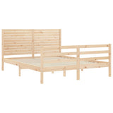 Solid wood bed frame without mattress