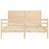 Solid wood bed frame without mattress