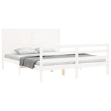 Cadre de lit sans matelas blanc bois de pin massif