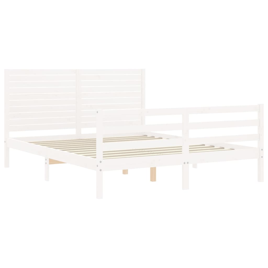 Cadre de lit sans matelas blanc bois de pin massif