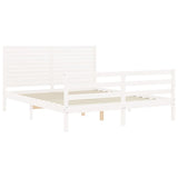 Cadre de lit sans matelas blanc bois de pin massif