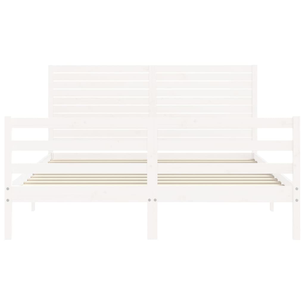 Cadre de lit sans matelas blanc bois de pin massif