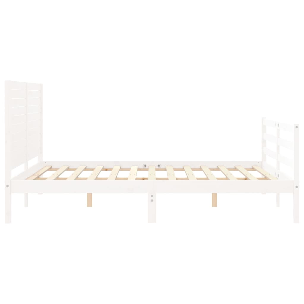 Cadre de lit sans matelas blanc bois de pin massif