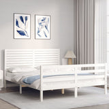 Cadre de lit sans matelas blanc 160x200 cm bois massif