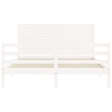 Cadre de lit sans matelas blanc 160x200 cm bois massif