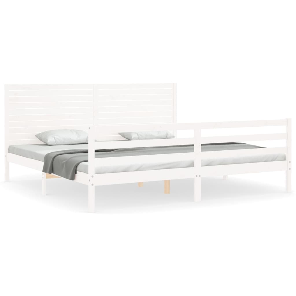 Bed frame without mattress white 200x200 cm solid wood