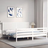 Bed frame without mattress white 200x200 cm solid wood