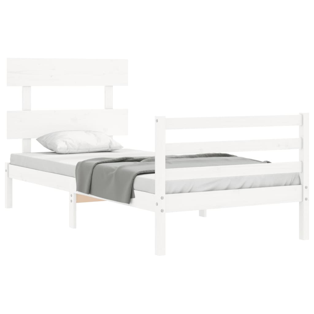 Cadre de lit sans matelas blanc bois massif