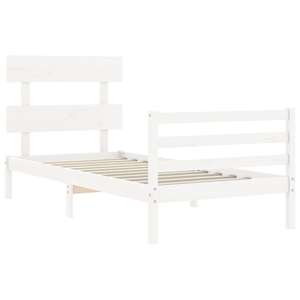 Cadre de lit sans matelas blanc bois massif