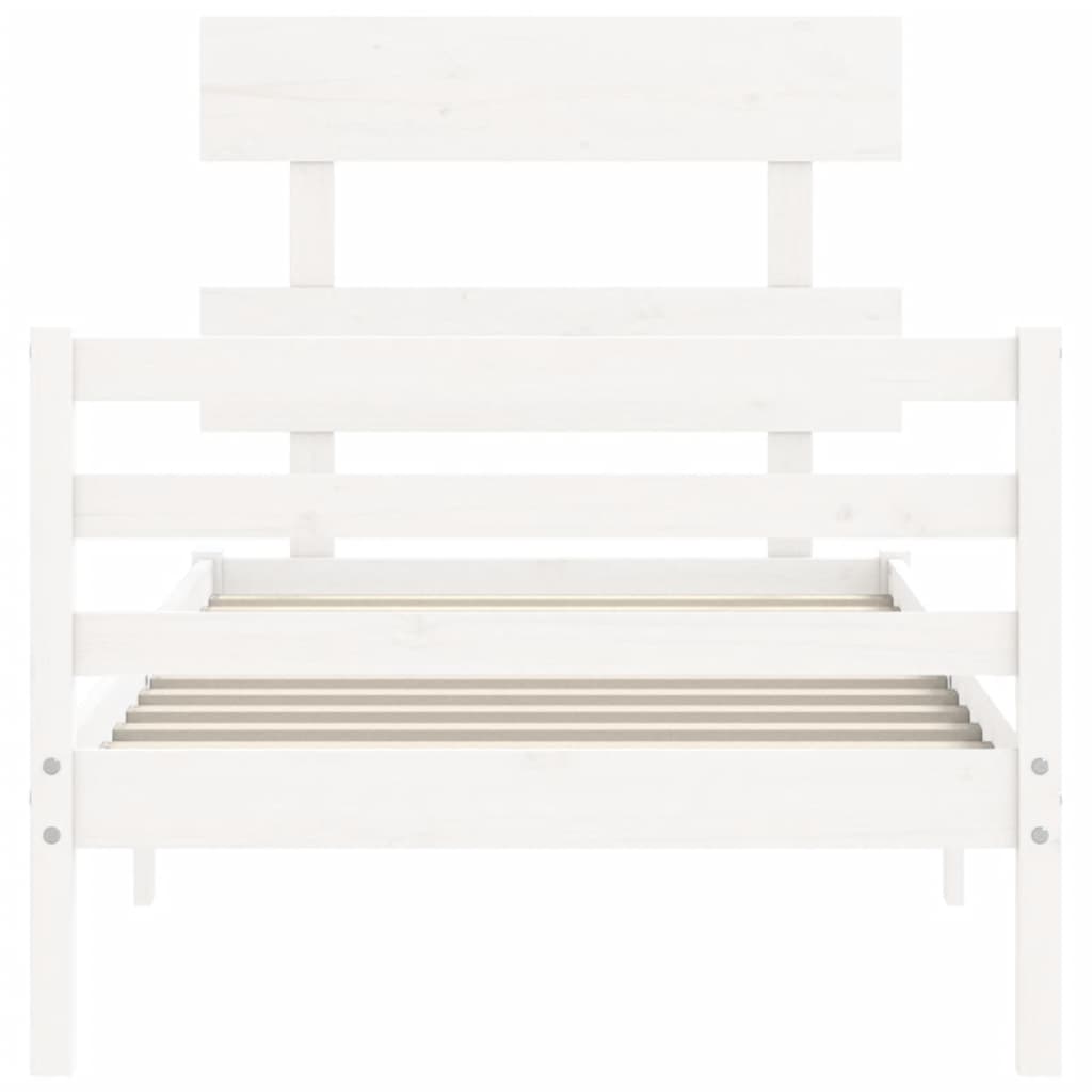 Cadre de lit sans matelas blanc bois massif