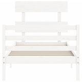 Cadre de lit sans matelas blanc bois massif