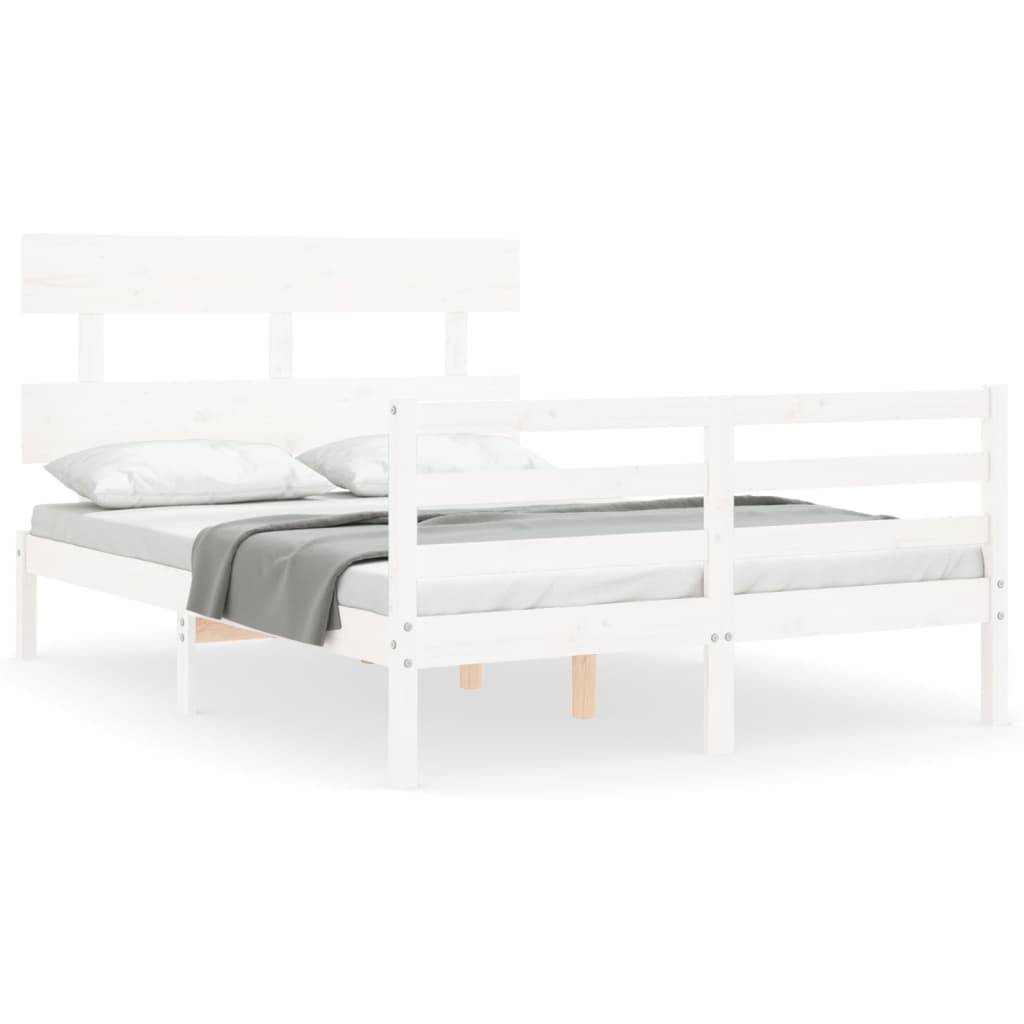 Cadre de lit sans matelas blanc bois massif