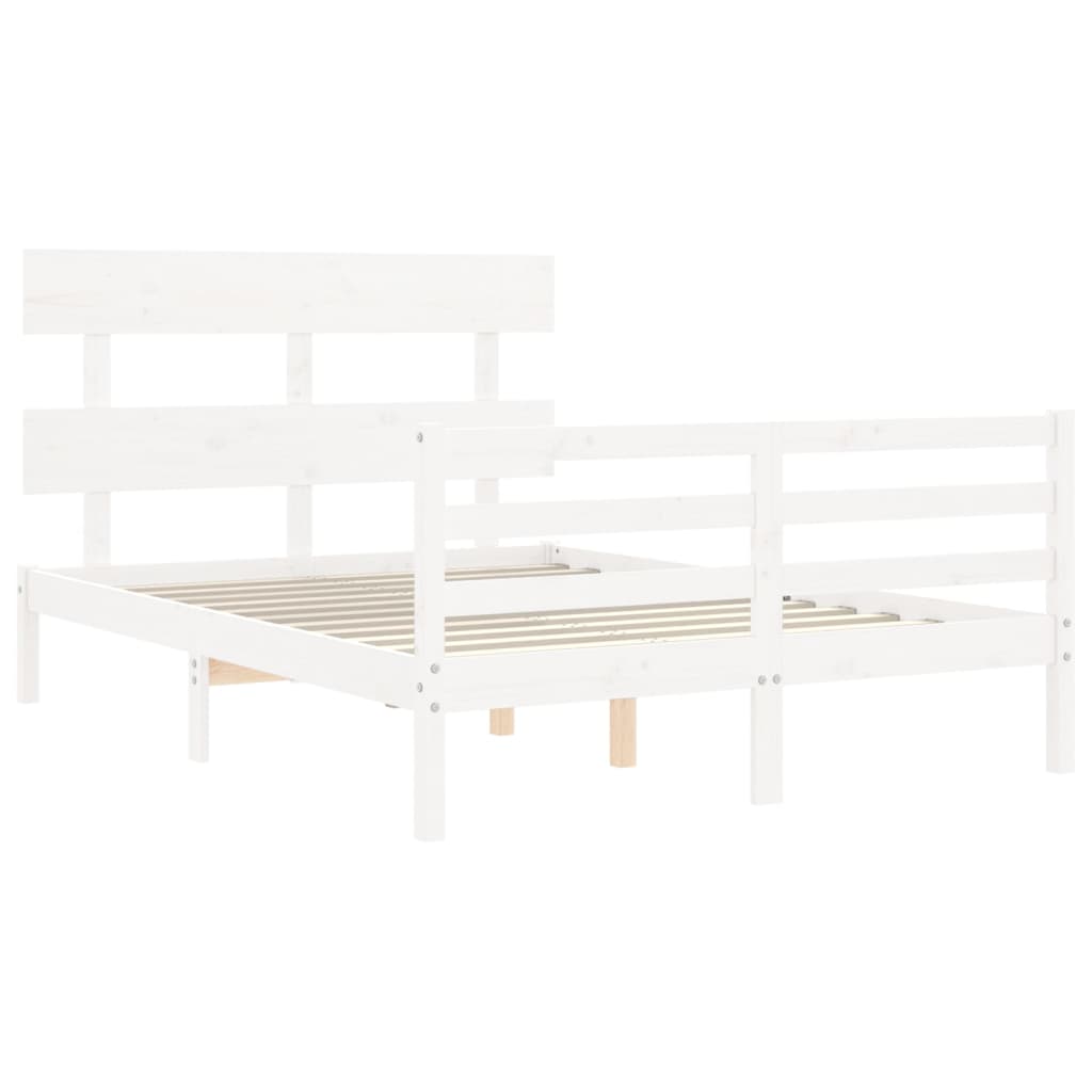 Cadre de lit sans matelas blanc bois massif