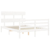 Cadre de lit sans matelas blanc bois massif