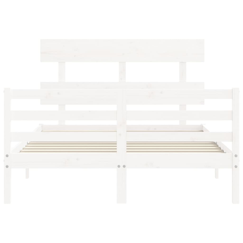 Cadre de lit sans matelas blanc bois massif