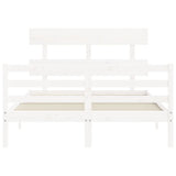 Cadre de lit sans matelas blanc bois massif