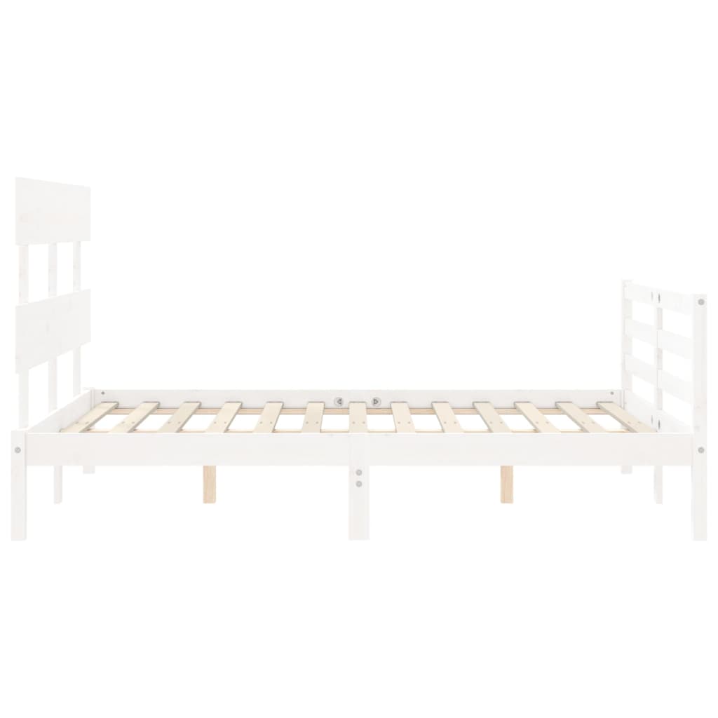 Cadre de lit sans matelas blanc bois massif