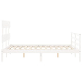 Cadre de lit sans matelas blanc bois massif