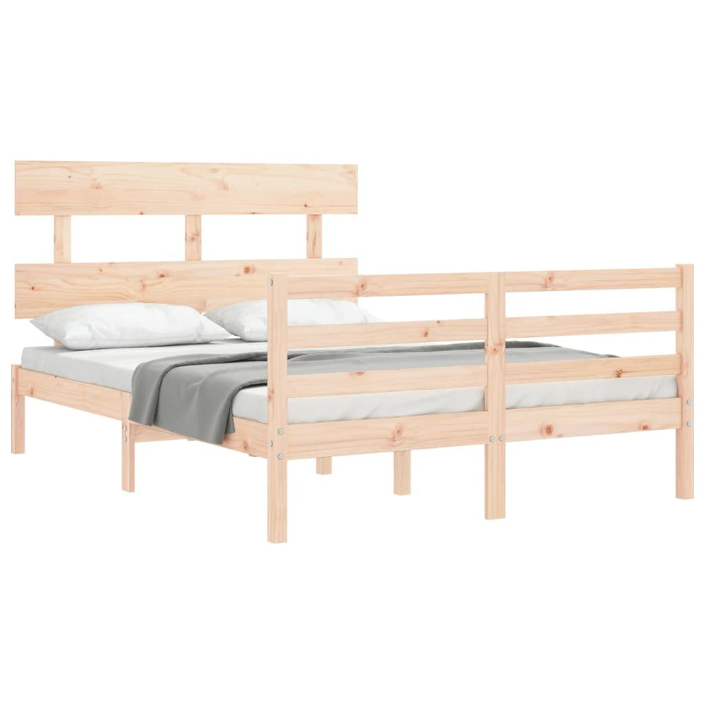 Cadre de lit sans matelas 140x190 cm bois massif