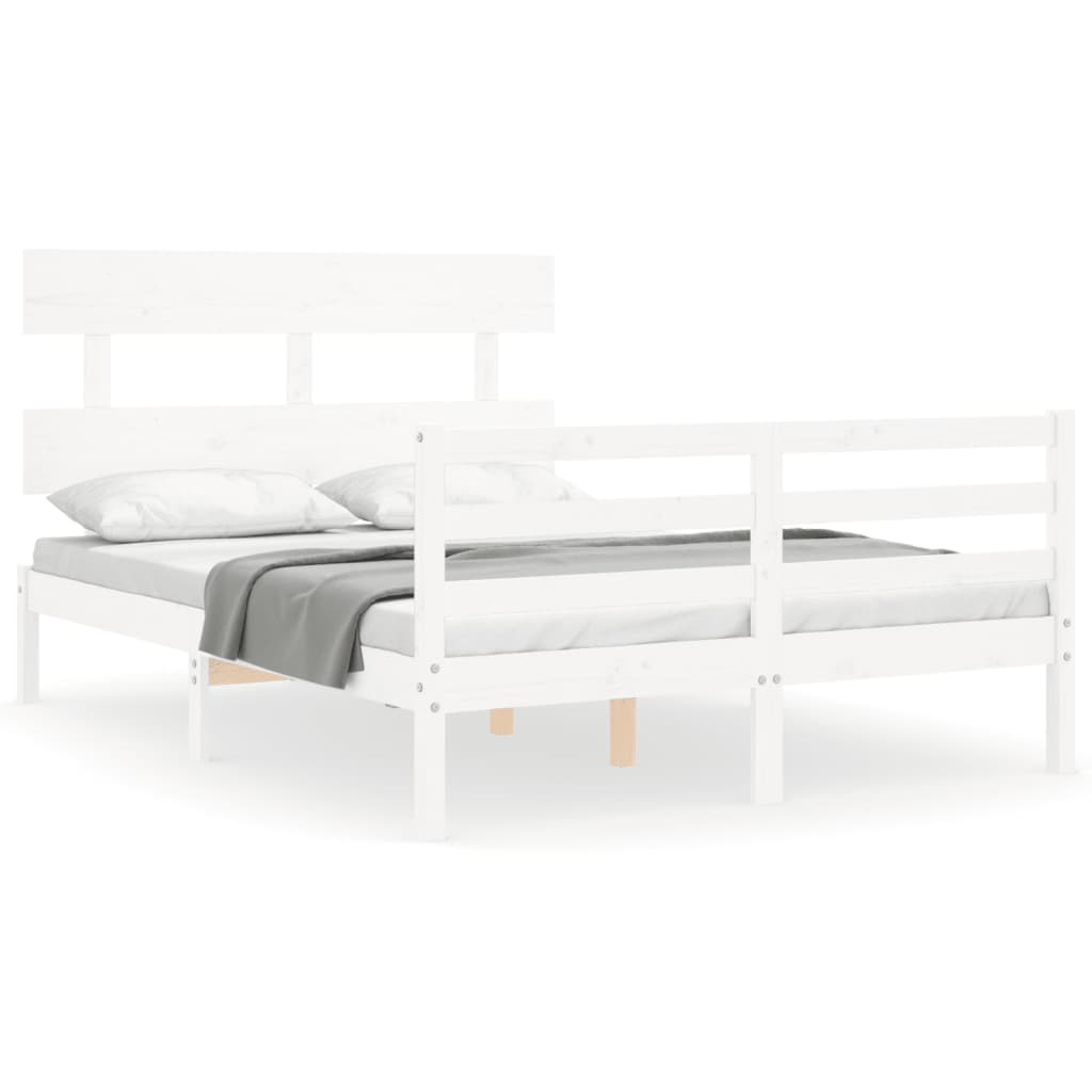 Cadre de lit sans matelas blanc 140x190 cm bois massif