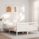 Cadre de lit sans matelas blanc 140x190 cm bois massif